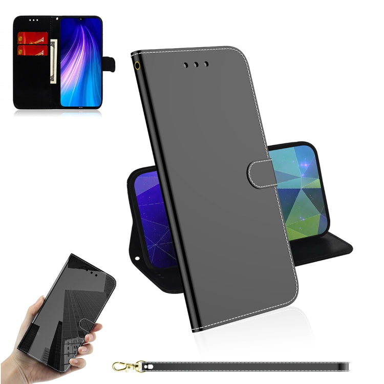 For Xiaomi Redmi Note 8T Mirror-like Magnetic Attraction Horizontal Flip Leather Case with Lanyard, Support Holder & Card Slot & Wallet