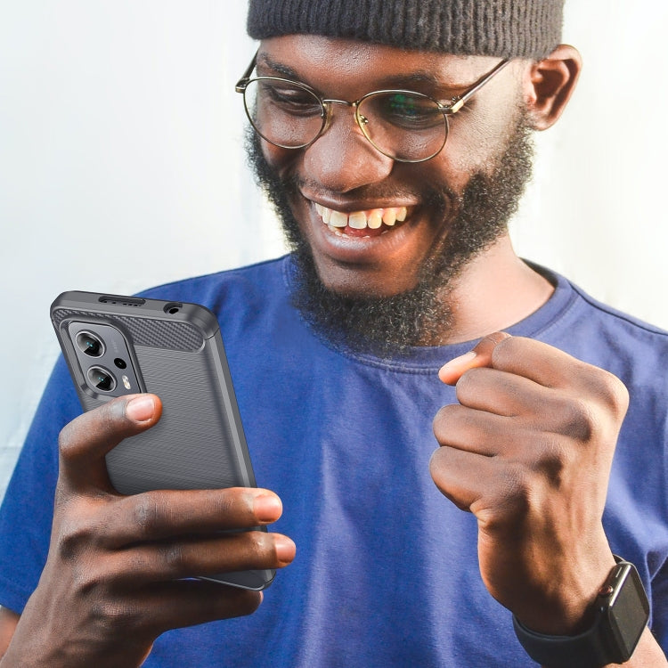 For Xiaomi Redmi Note11T Pro 5G Brushed Texture Carbon Fiber TPU Case