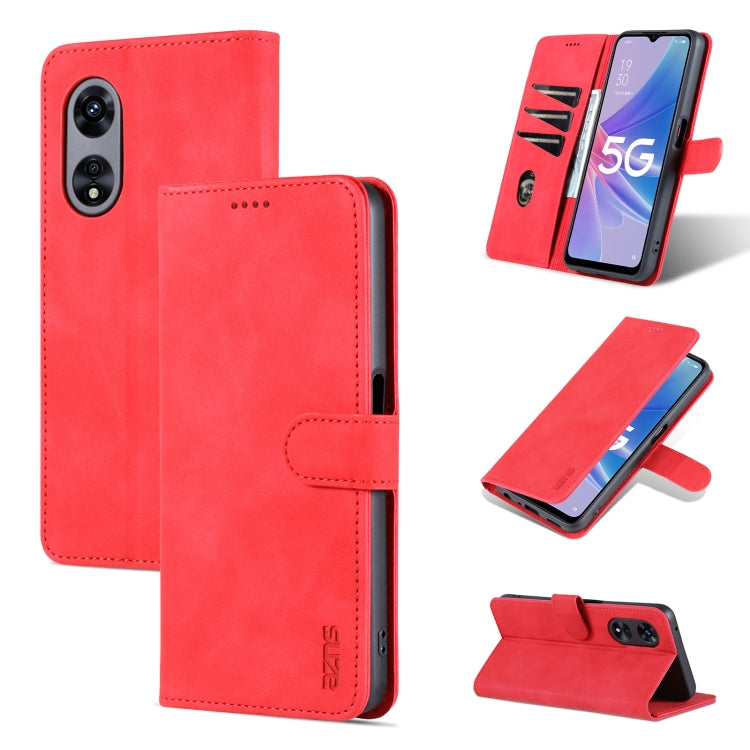 For OPPO A97 5G AZNS Skin Feel Calf Texture Flip Leather Phone Case