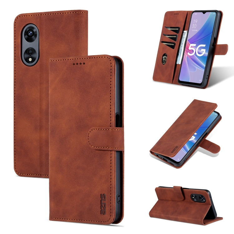 For OPPO A97 5G AZNS Skin Feel Calf Texture Flip Leather Phone Case
