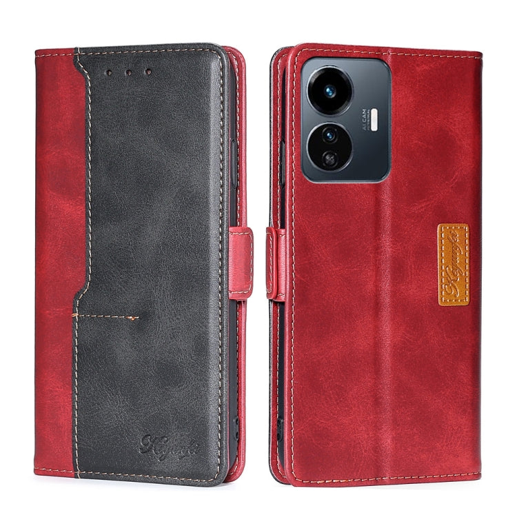 For vivo Y77 5G Global Contrast Color Side Buckle Leather Phone Case