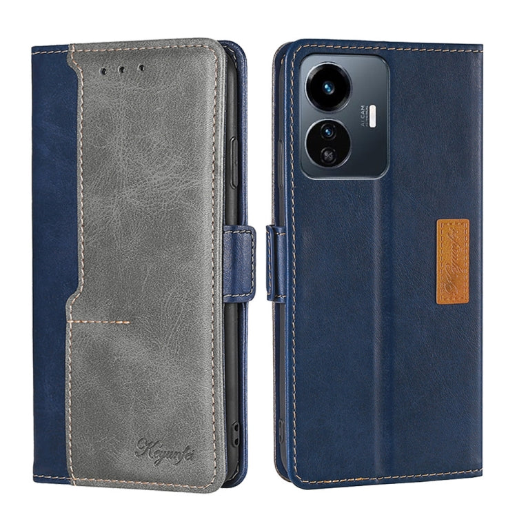 For vivo Y77 5G Global Contrast Color Side Buckle Leather Phone Case