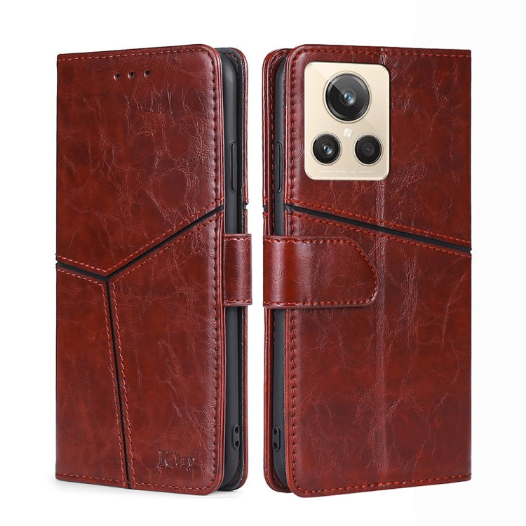 For Realme GT2 Explorer Master Geometric Stitching Leather Phone Case
