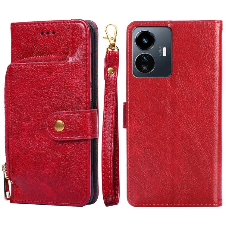 For vivo Y77 5G Global Zipper Bag Leather Phone Case