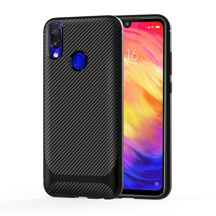 For Xiaomi Redmi Note 7 Pro Carbon Fiber Texture Shockproof TPU Protective Case