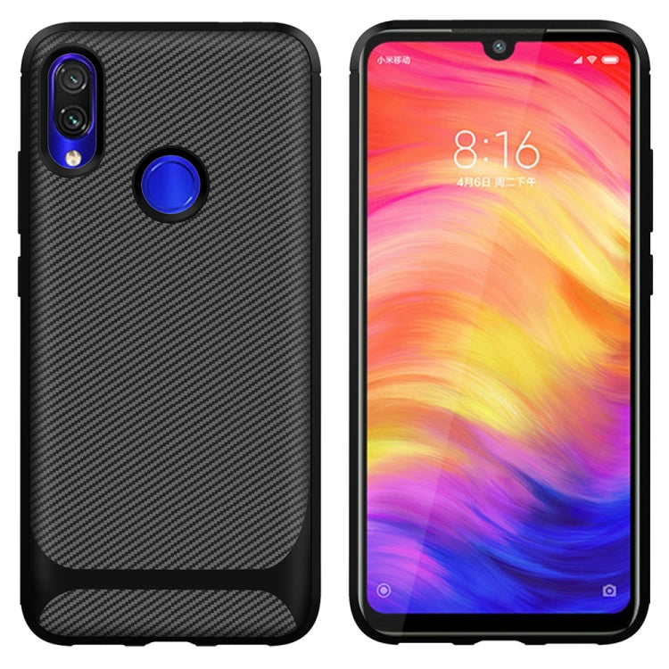 For Xiaomi Redmi Note 7 Pro Carbon Fiber Texture Shockproof TPU Protective Case