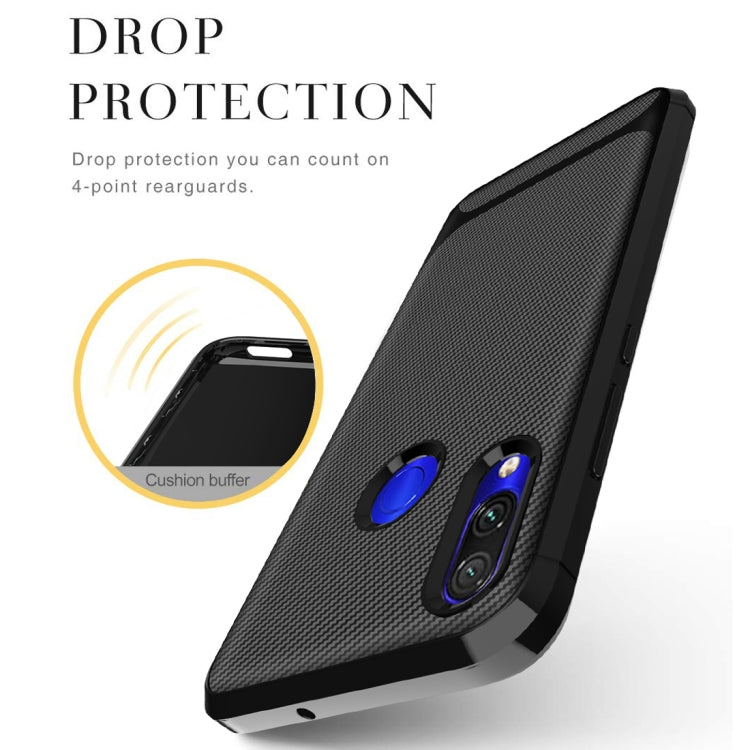 For Xiaomi Redmi Note 7 Pro Carbon Fiber Texture Shockproof TPU Protective Case