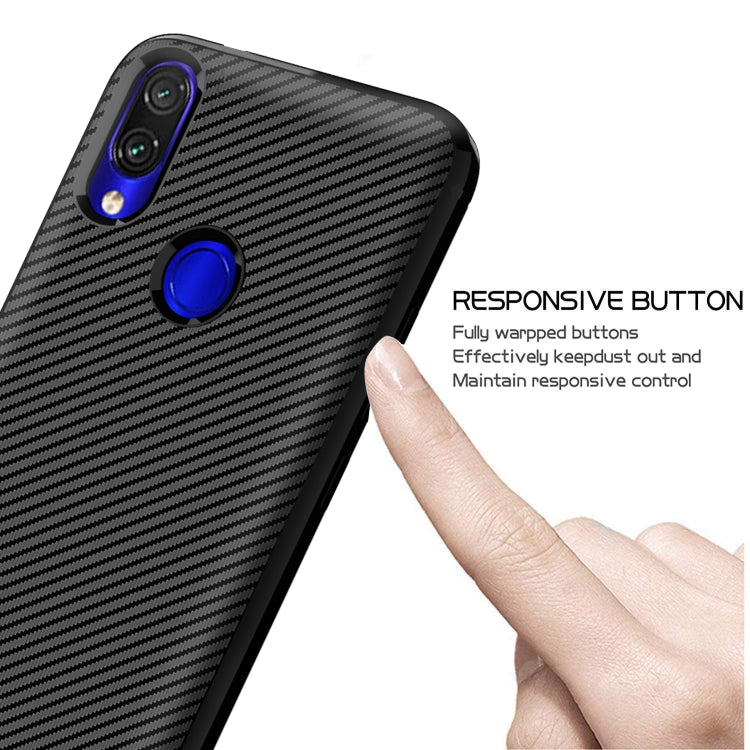 For Xiaomi Redmi Note 7 Pro Carbon Fiber Texture Shockproof TPU Protective Case