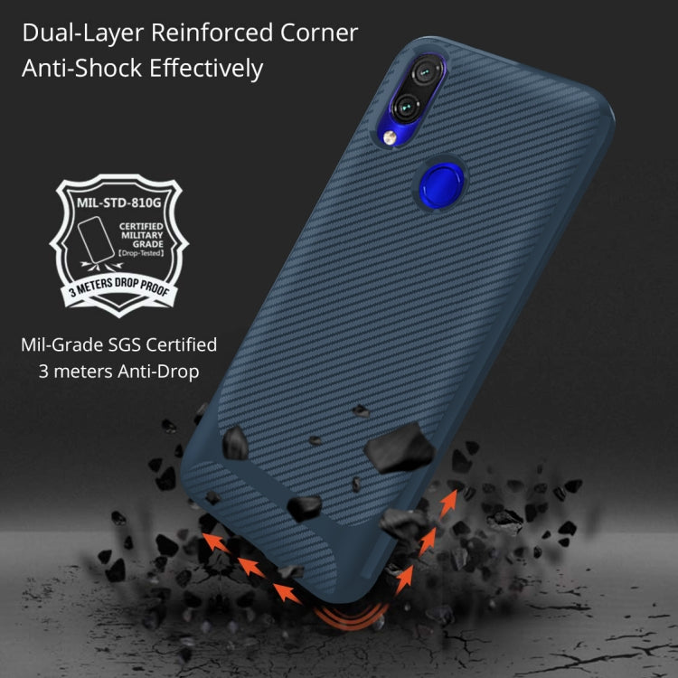 For Xiaomi Redmi Note 7 Pro Carbon Fiber Texture Shockproof TPU Protective Case