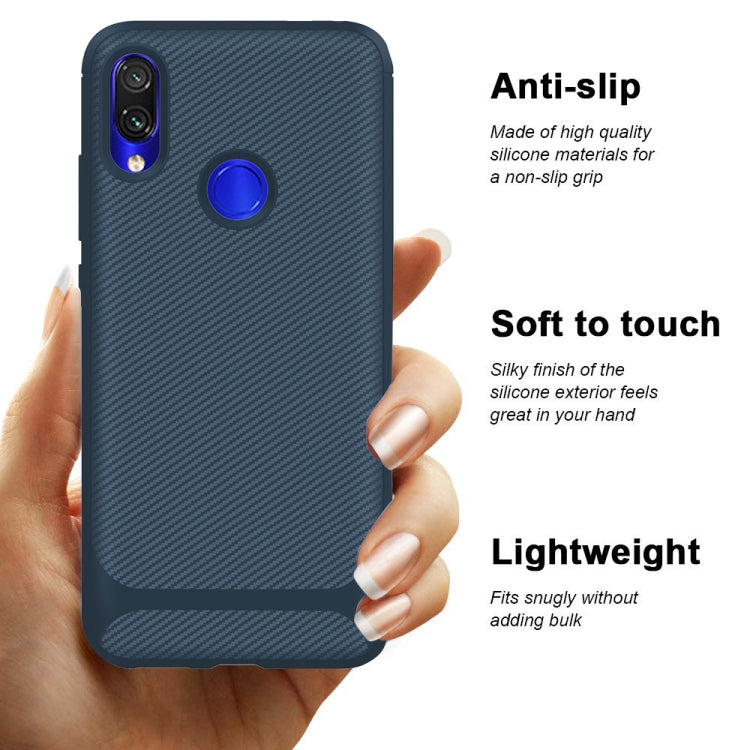 For Xiaomi Redmi Note 7 Pro Carbon Fiber Texture Shockproof TPU Protective Case