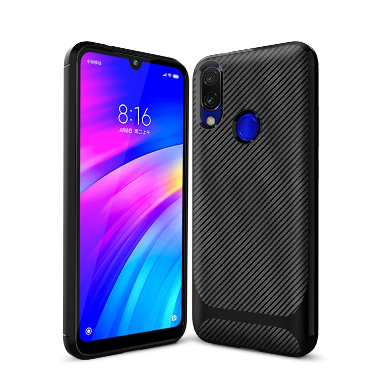 For Xiaomi Redmi Y3 / S3 Carbon Fiber Texture Shockproof TPU Protective Case