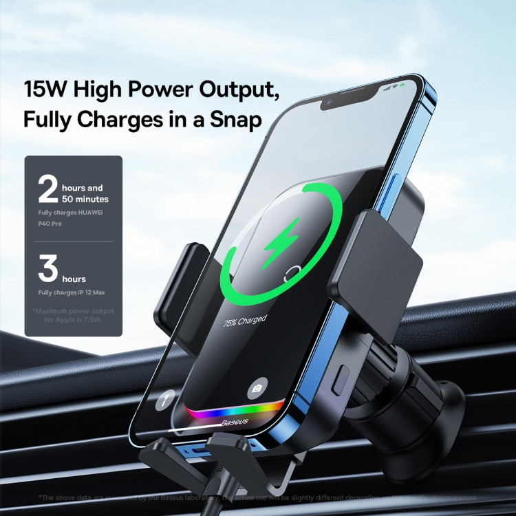Baseus 15W Halo Electric Wireless Charging Car Mount(Black)