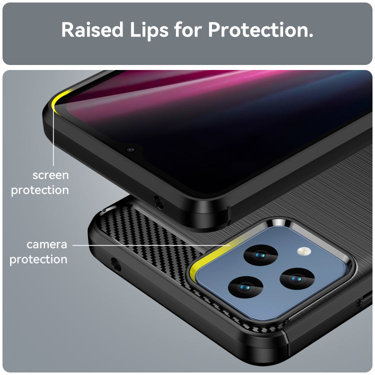 For T-Mobile REVVL 6 5G Brushed Texture Carbon Fiber TPU Phone Case