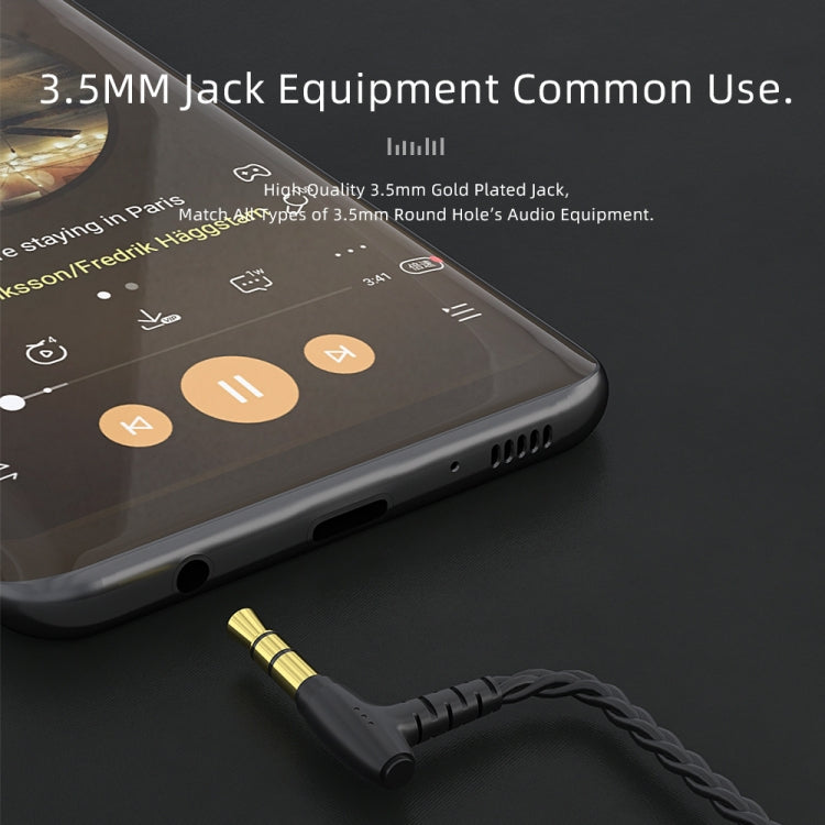 CVJ V2 1.25m Oxygen-free Copper Original 3.5mm Elbow Earphone Cable, Style:0.78mm No Mic(Black)