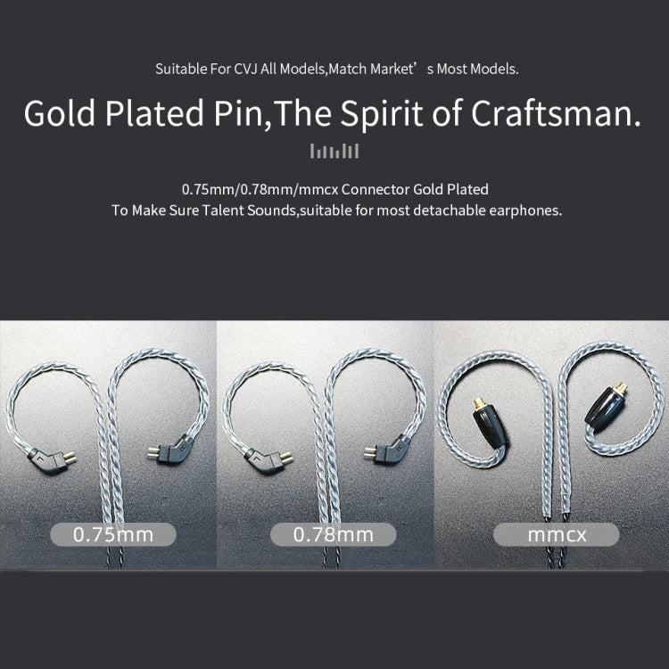 CVJ V2 1.25m Oxygen-free Copper Original 3.5mm Elbow Earphone Cable, Style:0.78mm No Mic(Black)