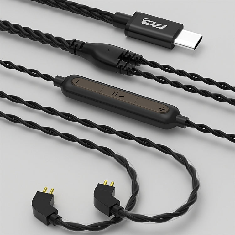 CVJ V6.TC 1.25m Type-C Digital Decoding Oxygen-free Copper Earphone Cable, Style:0.78mm(Black)