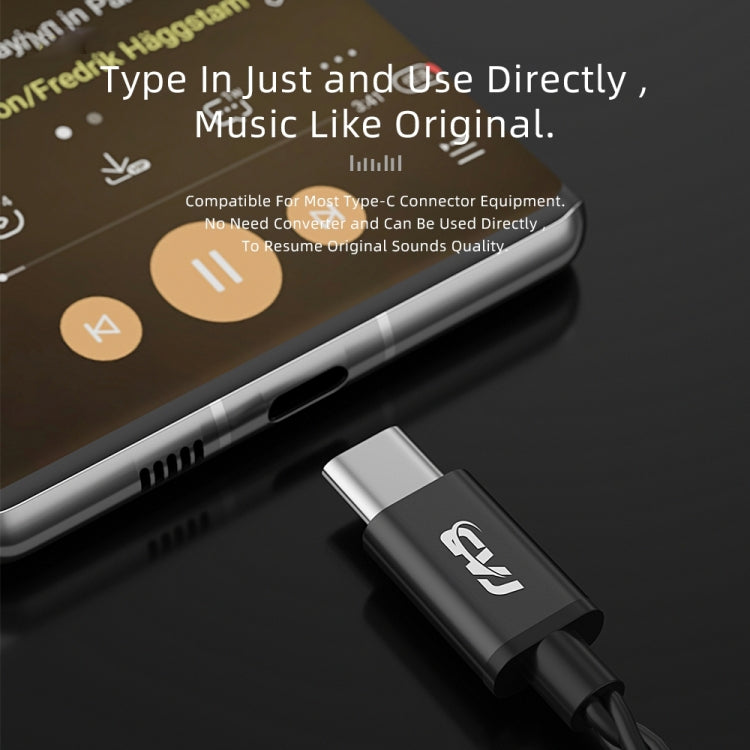 CVJ V6.TC 1.25m Type-C Digital Decoding Oxygen-free Copper Earphone Cable, Style:0.78mm(Black)