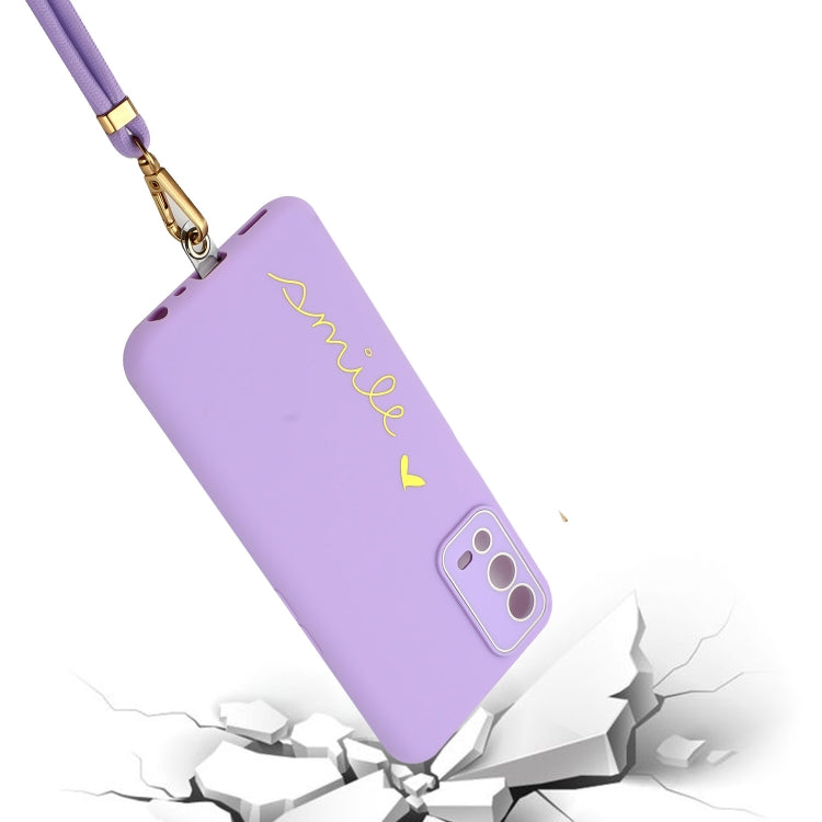 For OPPO A55 4G Gilding Line TPU Phone Case with Strap