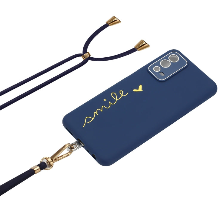 For OPPO A55 4G Gilding Line TPU Phone Case with Strap