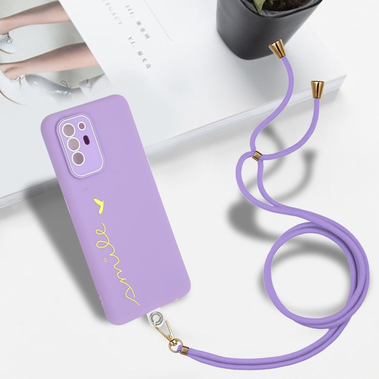 For OPPO A94 5G / A95 5G / Reno5 Z / F19 Pro+ 5G Gilding Line TPU Phone Case with Strap