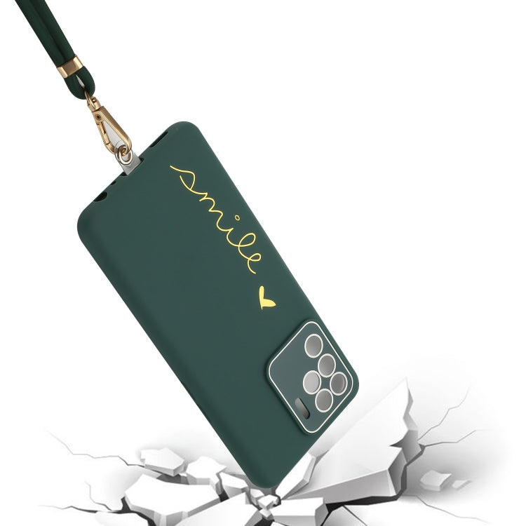 For OPPO F19 Pro / Reno5 F / Reno5 Lite / A94 4G Gilding Line TPU Phone Case with Strap