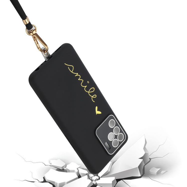 For OPPO F19 Pro / Reno5 F / Reno5 Lite / A94 4G Gilding Line TPU Phone Case with Strap