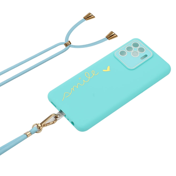 For OPPO F19 Pro / Reno5 F / Reno5 Lite / A94 4G Gilding Line TPU Phone Case with Strap