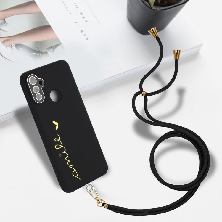 For Realme C3 Gilding Line TPU Phone Case with Strap