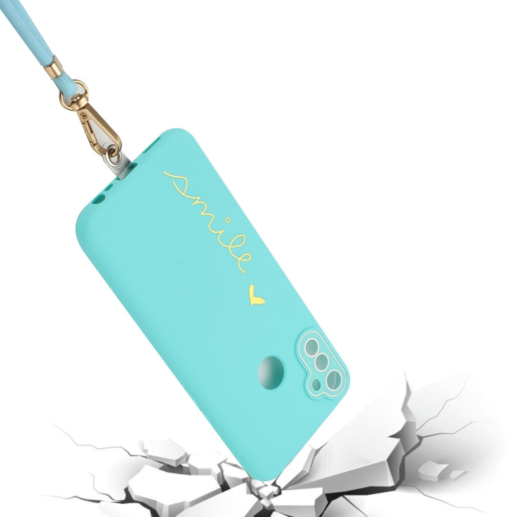 For Realme C3 Gilding Line TPU Phone Case with Strap