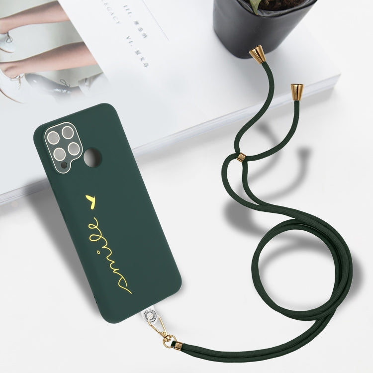 For Realme C15 / C12 Gilding Line TPU Phone Case with Strap