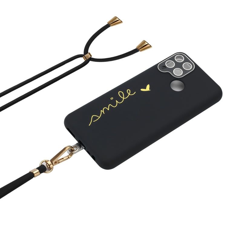 For Realme C15 / C12 Gilding Line TPU Phone Case with Strap