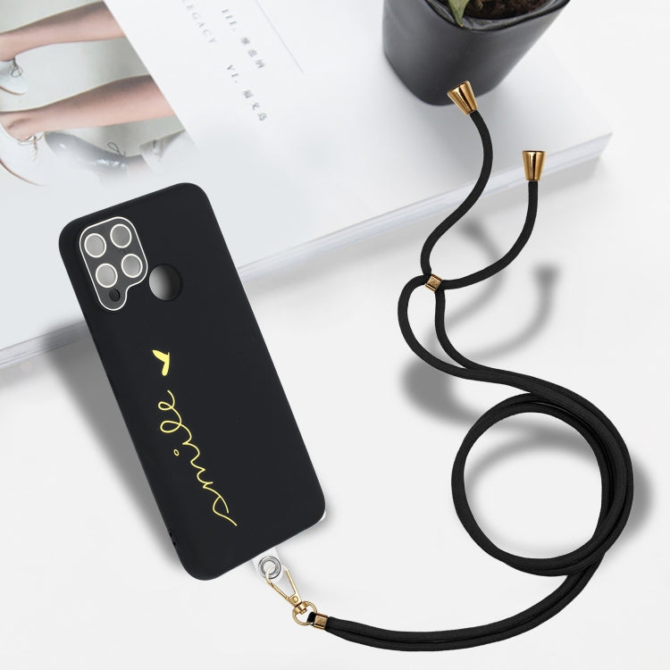 For Realme C15 / C12 Gilding Line TPU Phone Case with Strap