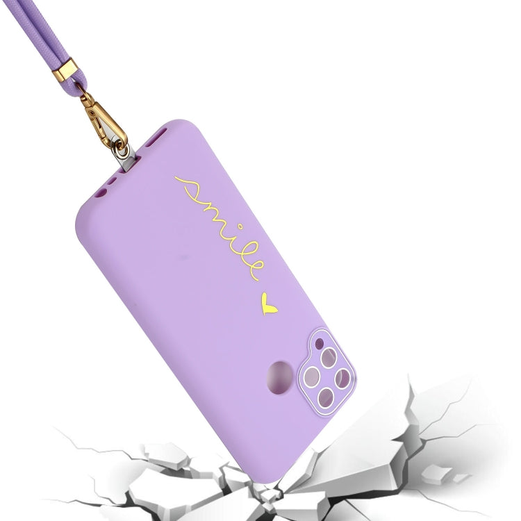 For Realme C15 / C12 Gilding Line TPU Phone Case with Strap