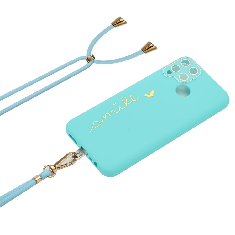 For Realme C15 / C12 Gilding Line TPU Phone Case with Strap