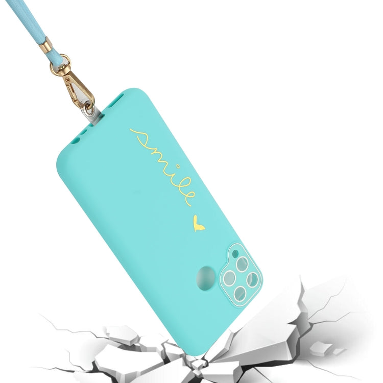 For Realme C15 / C12 Gilding Line TPU Phone Case with Strap