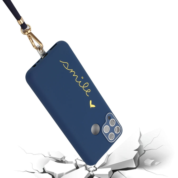 For Realme C15 / C12 Gilding Line TPU Phone Case with Strap