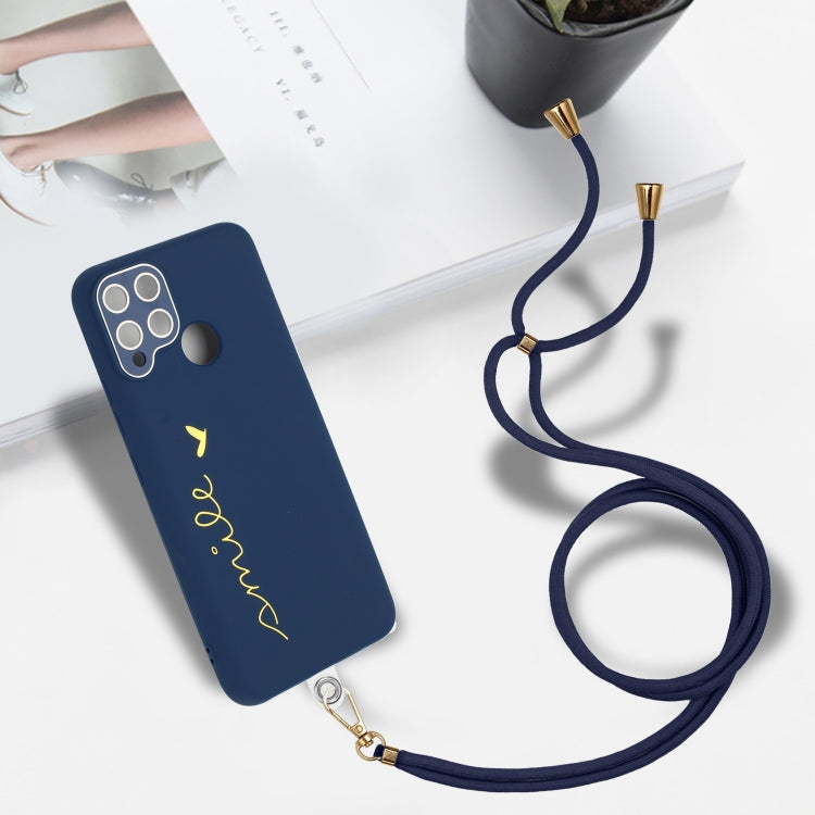 For Realme C15 / C12 Gilding Line TPU Phone Case with Strap