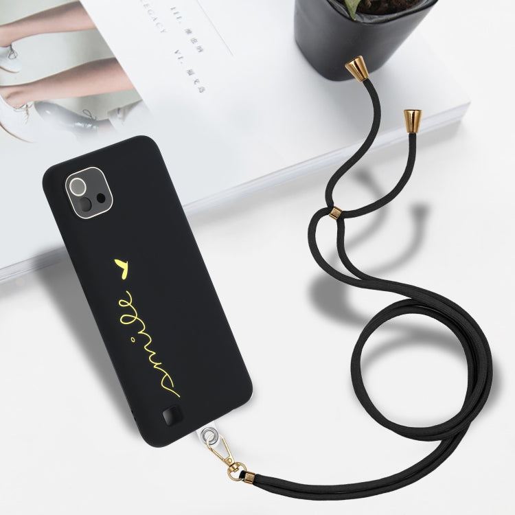 For Realme C20 / C11 2021 / C20A Gilding Line TPU Phone Case with Strap