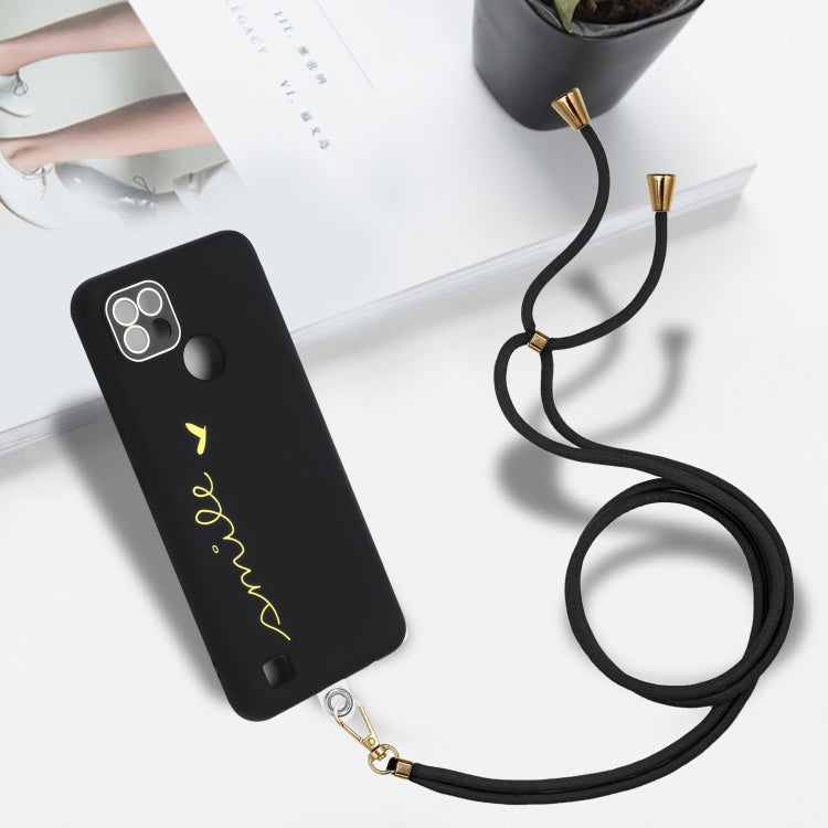 For Realme C21 Gilding Line TPU Phone Case with Strap