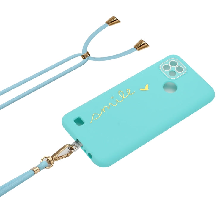 For Realme C21 Gilding Line TPU Phone Case with Strap