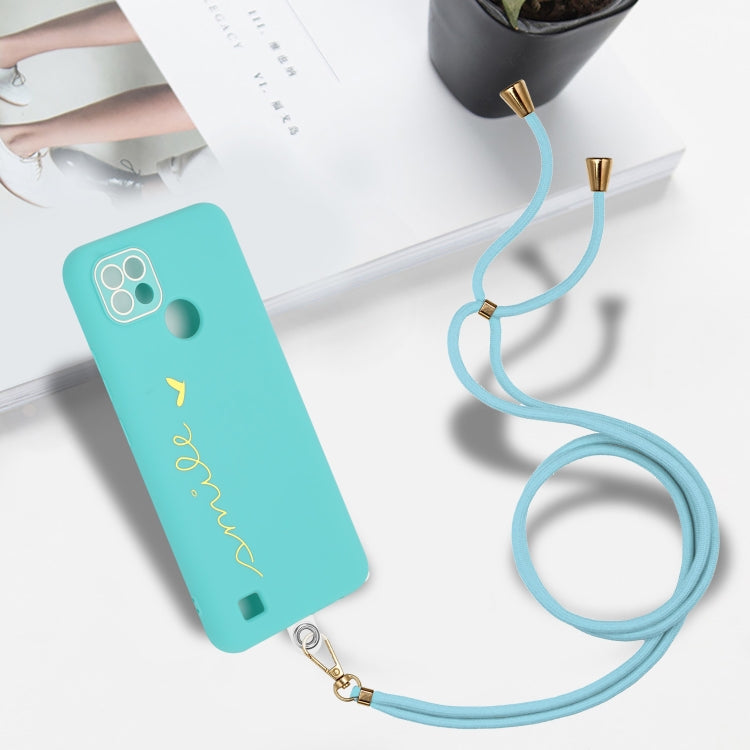 For Realme C21 Gilding Line TPU Phone Case with Strap