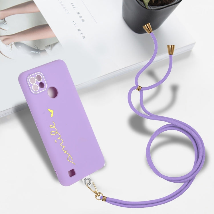 For Realme C21Y / C25Y Gilding Line TPU Phone Case with Strap