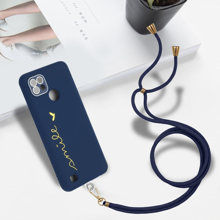 For Realme C21Y / C25Y Gilding Line TPU Phone Case with Strap