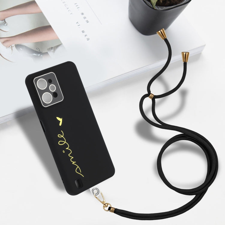 For Realme C31 Gilding Line TPU Phone Case with Strap