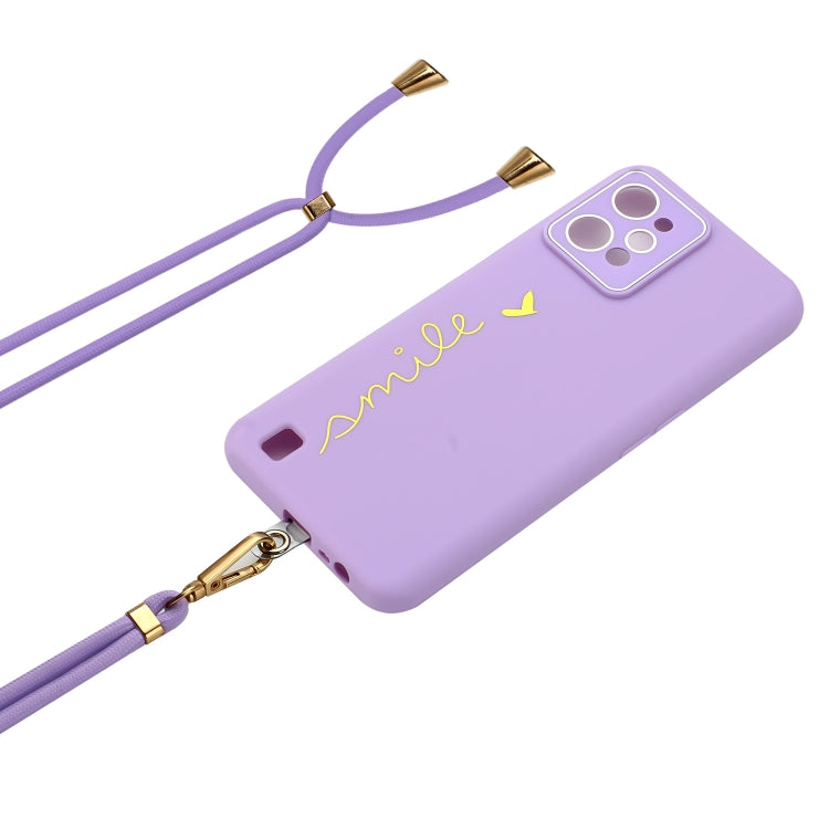 For Realme C31 Gilding Line TPU Phone Case with Strap