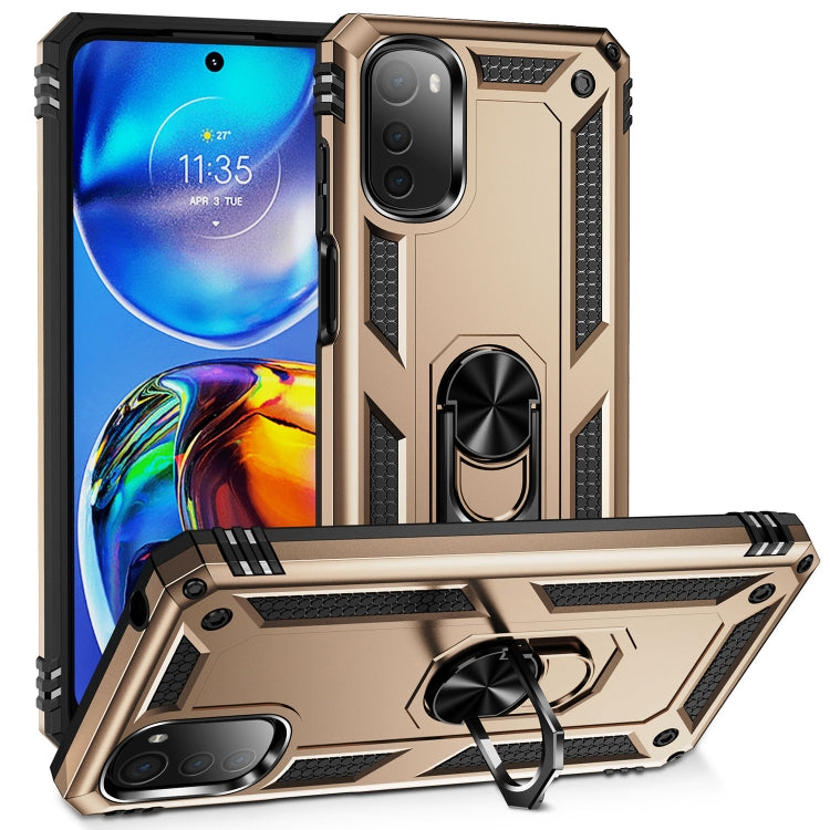 For Motorola Moto E32 4G Shockproof TPU + PC Phone Case with 360 Degree Rotating Holder