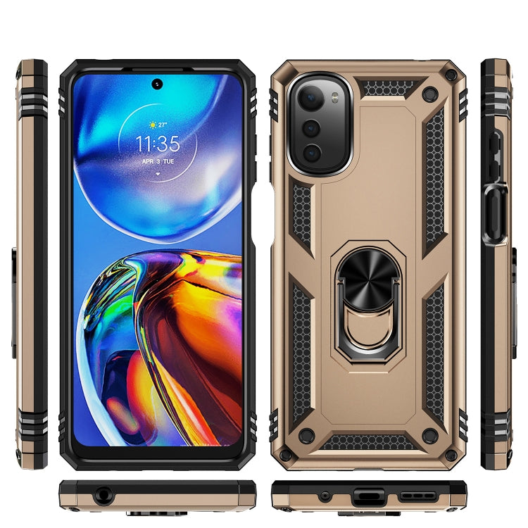 For Motorola Moto E32 4G Shockproof TPU + PC Phone Case with 360 Degree Rotating Holder