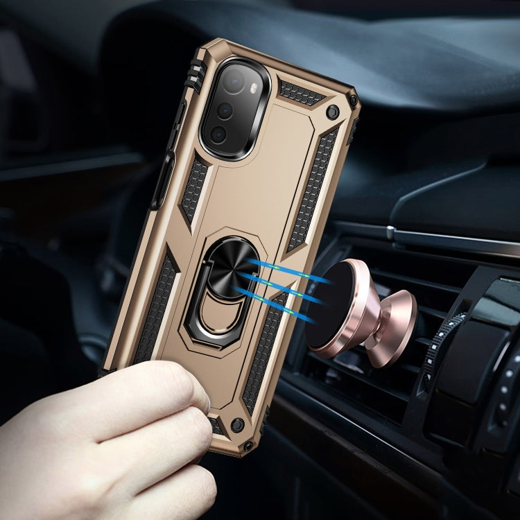 For Motorola Moto E32 4G Shockproof TPU + PC Phone Case with 360 Degree Rotating Holder