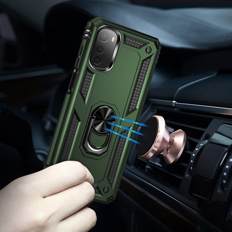 For Motorola Moto E32 4G Shockproof TPU + PC Phone Case with 360 Degree Rotating Holder