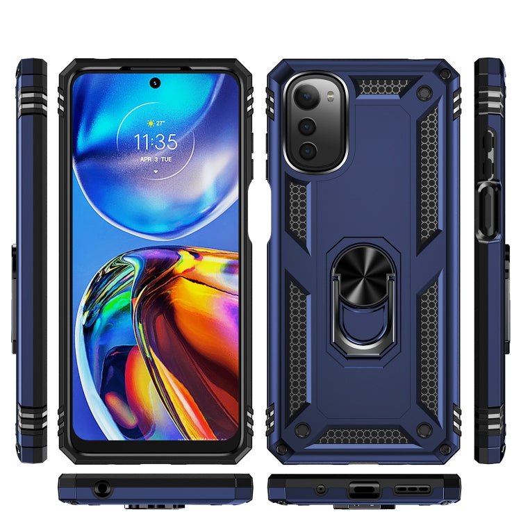 For Motorola Moto E32 4G Shockproof TPU + PC Phone Case with 360 Degree Rotating Holder